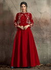 Red Colour Latest Fancy Designer Festive Wear Soft Tapeta With Embroidery Work Gown Collection 1406-C